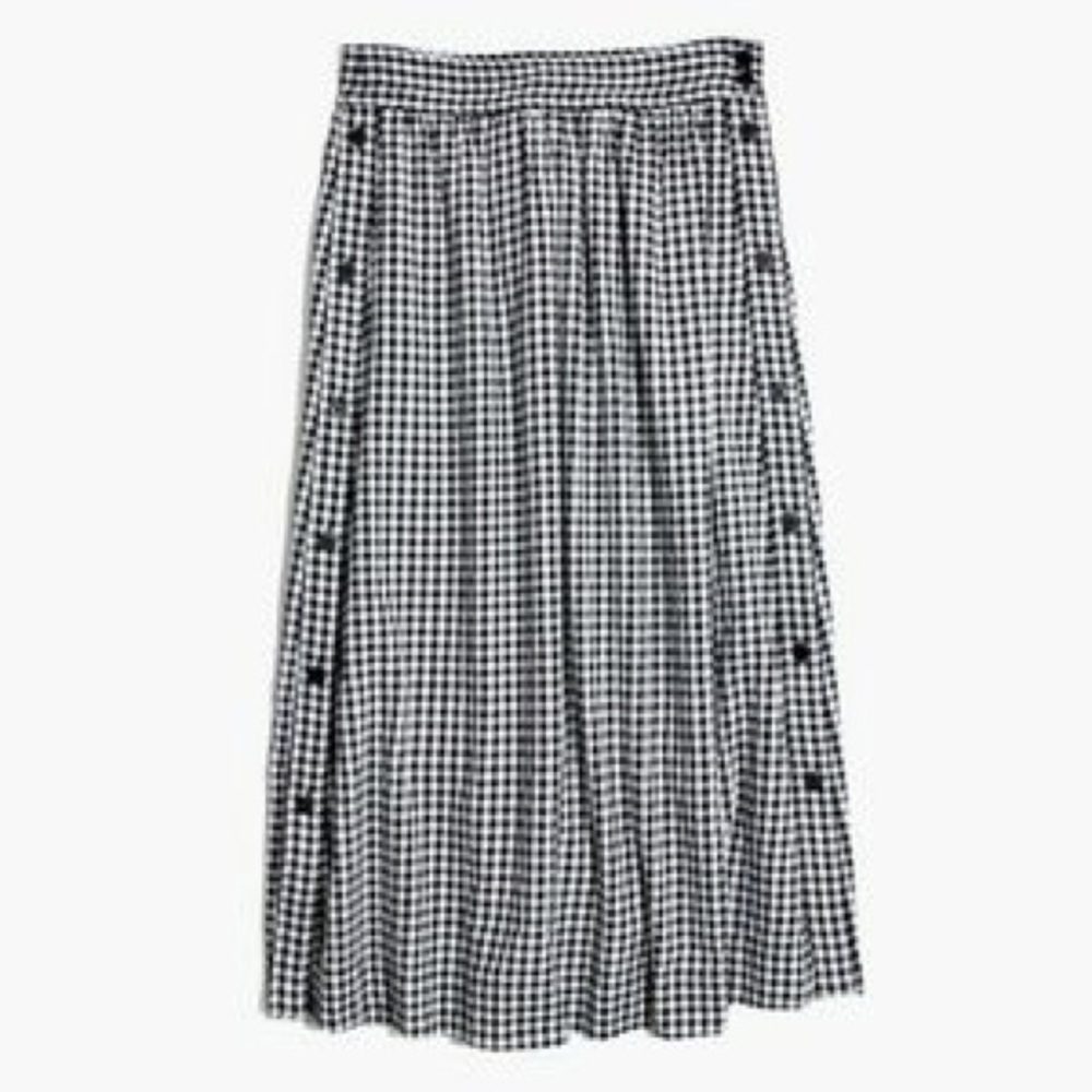 Madewell side button gingham midi skirt